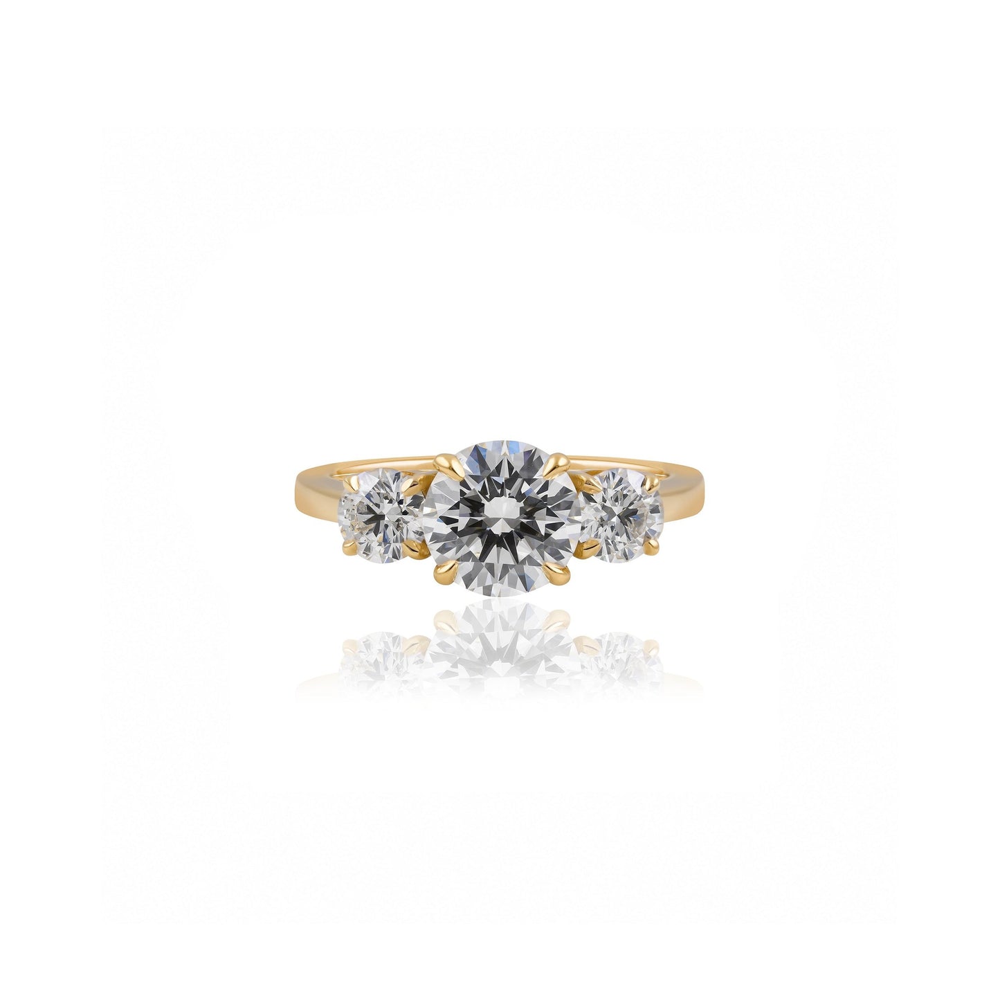 18ct Yellow Gold Round Brilliant Lab-Grown Diamond Trilogy Engagement Ring