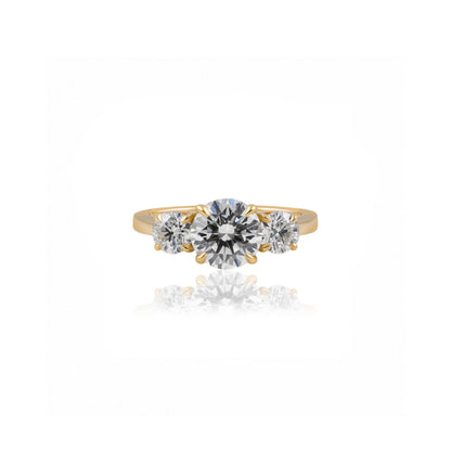 18ct Yellow Gold Round Brilliant Lab-Grown Diamond Trilogy Engagement Ring