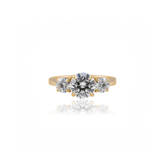 18ct Yellow Gold Round Brilliant Lab-Grown Diamond Trilogy Engagement Ring
