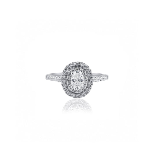 1cttw Oval Double Halo Engagement Ring in Platinum