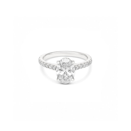 2ct Hidden Halo Oval Solitaire Diamond Ring in 18ct White Gold