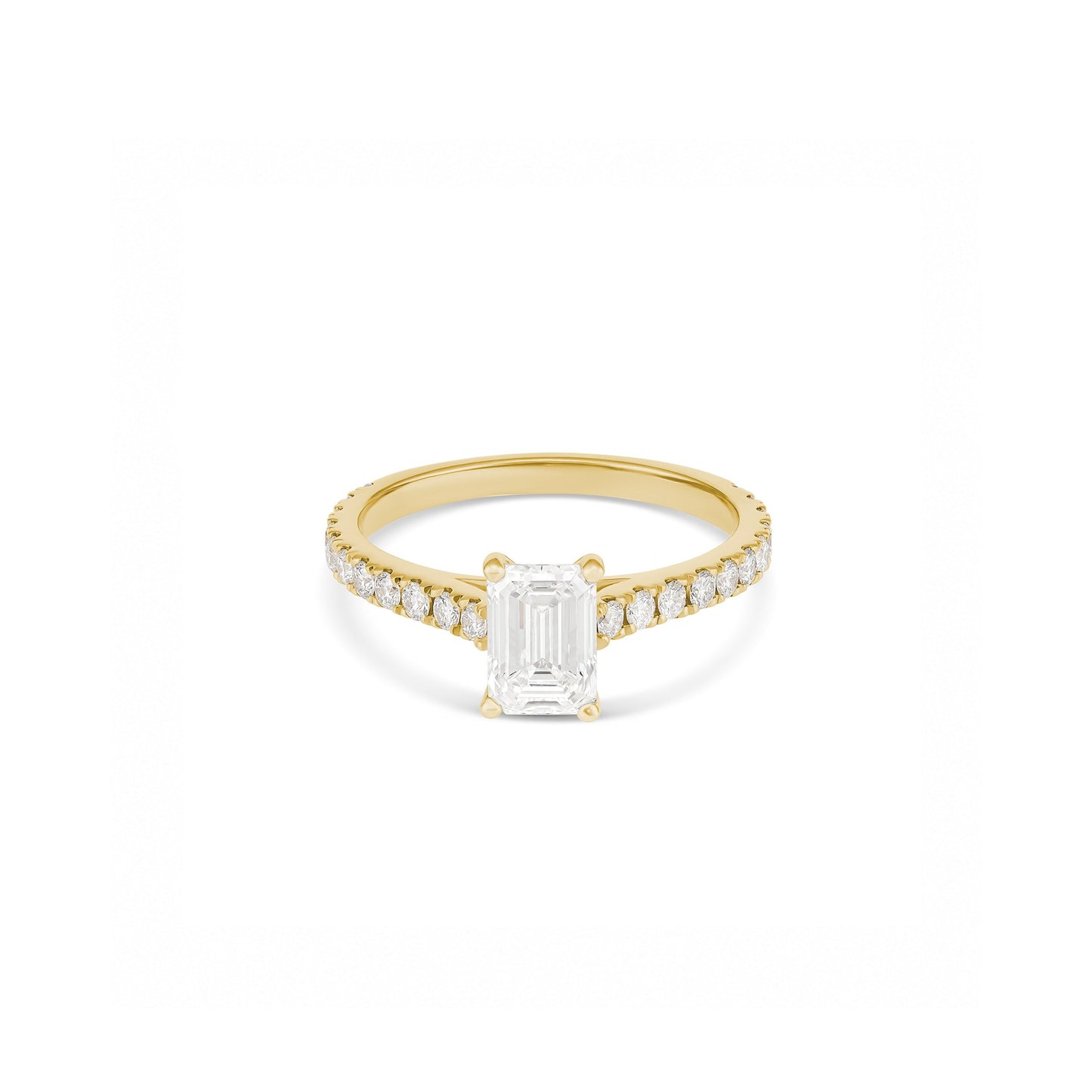 1ct Emerald Solitaire Ring with Pavé Band
