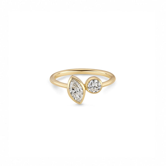 0.77cttw Marquise & Round Toi et Moi Ring