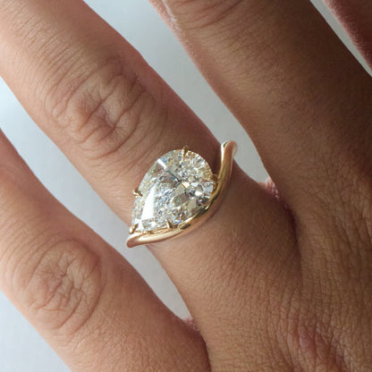 3ct East West Pear Solitaire - Curved Band