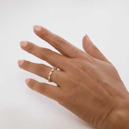 East-West Marquise Bezel Set Diamond Wedding Ring