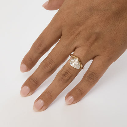 3ct East West Pear Solitaire - Curved Band
