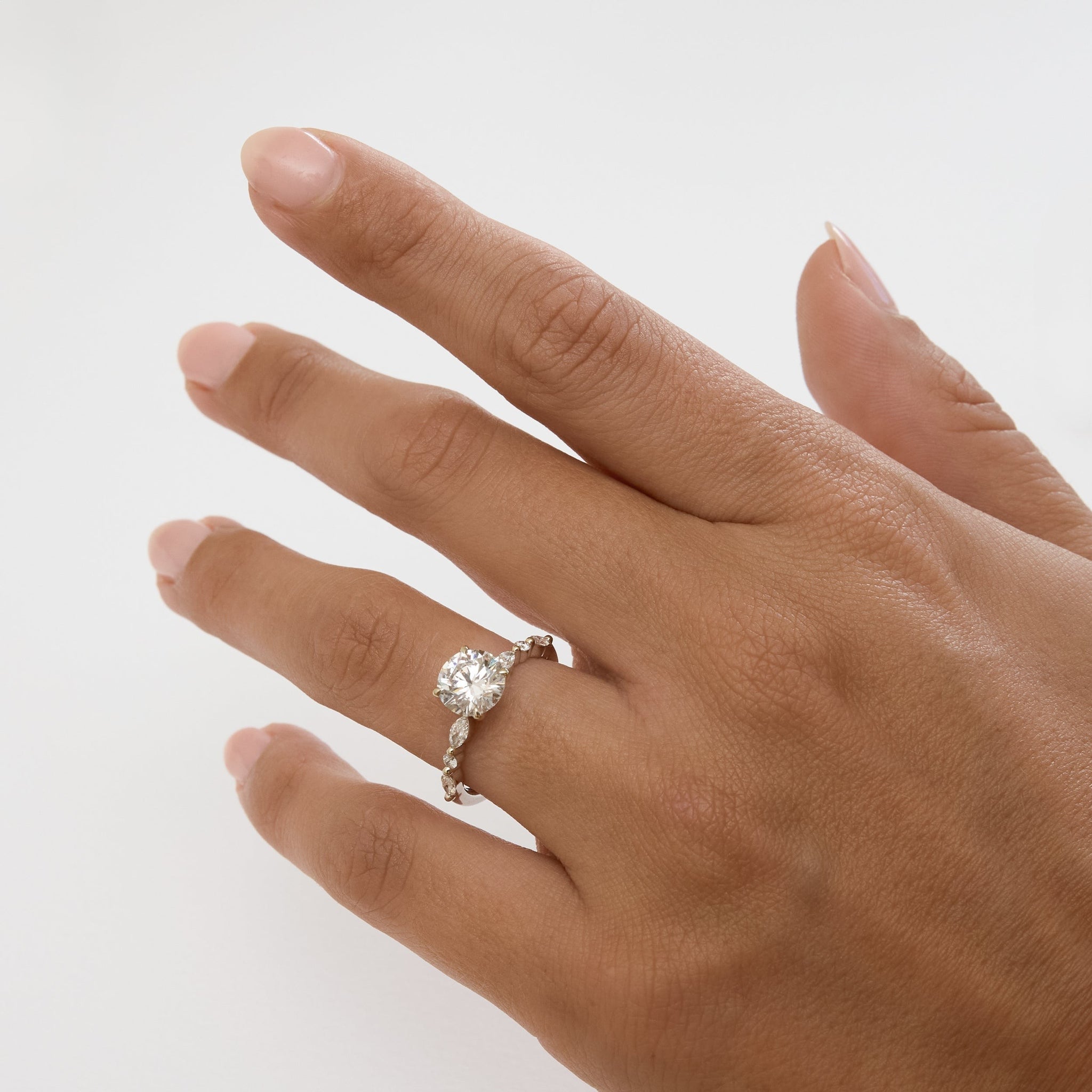 1.5ct Round Engagement Ring with Marquise & Round Accents