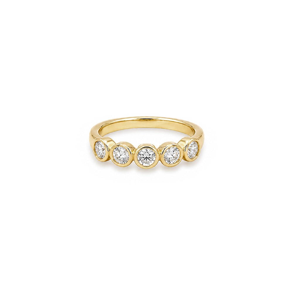 Round Bezel Set Diamond Wedding Band