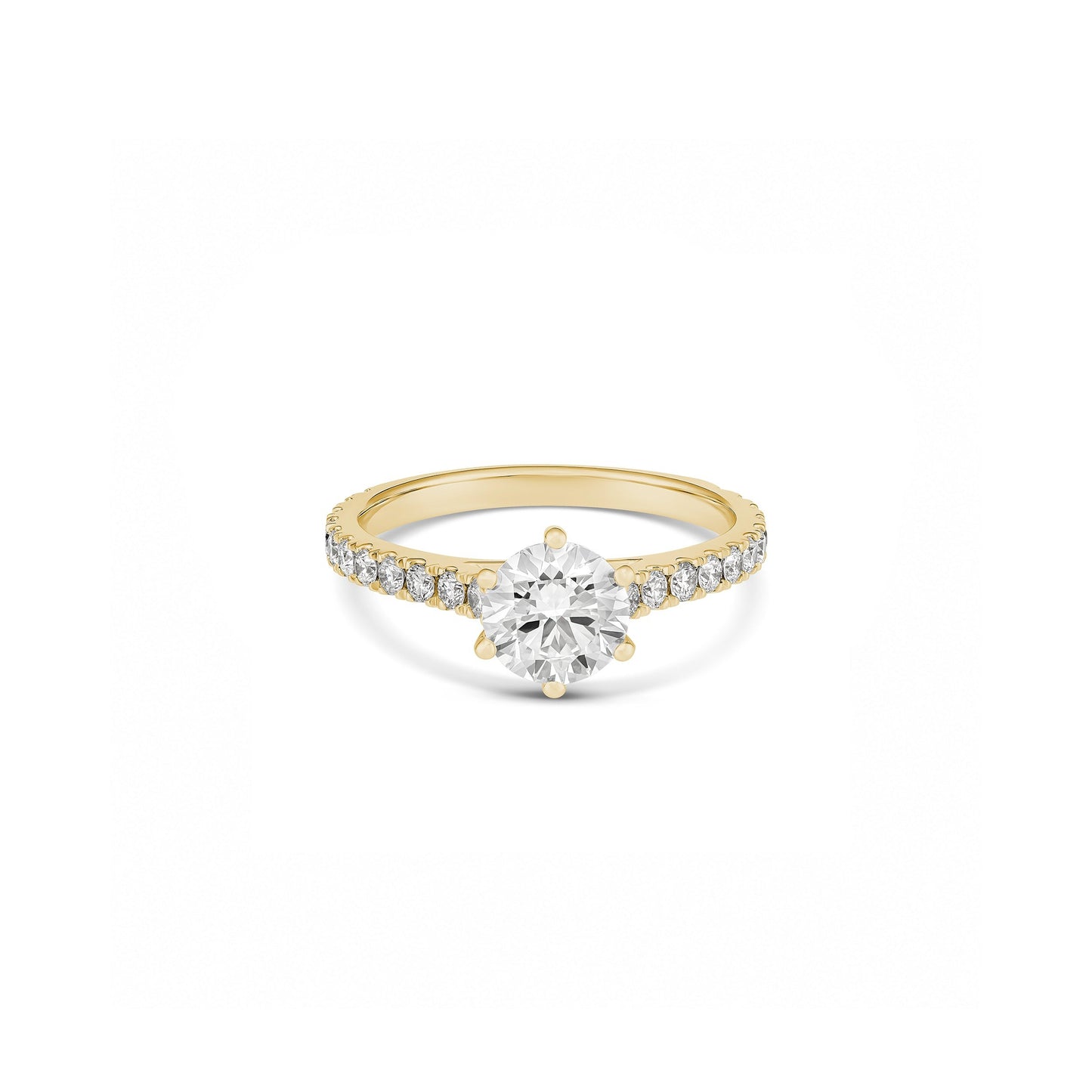 1ct Round Brilliant Lab-Grown Diamond Engagement Ring with Pavé Band