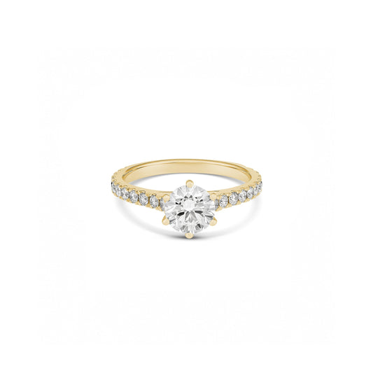 1ct Round Brilliant Lab-Grown Diamond Engagement Ring with Pavé Band