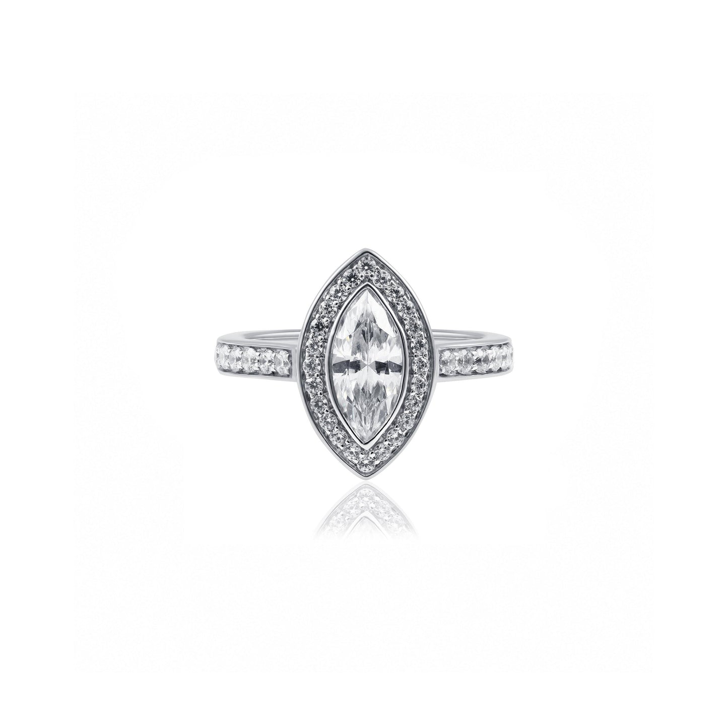 1ct Platinum Marquise Lab Grown Halo Diamond Engagement Ring