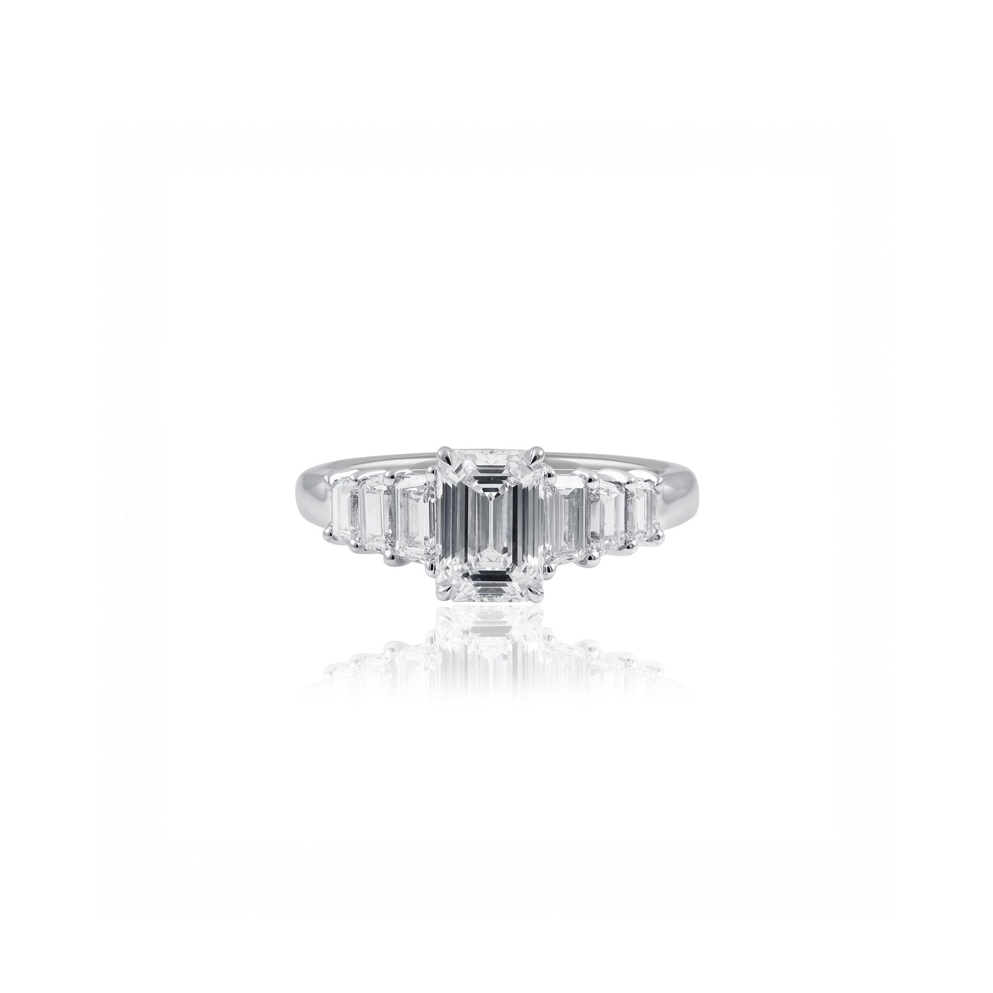 2.3cttw Emerald Cut Seven Stone Engagement Ring