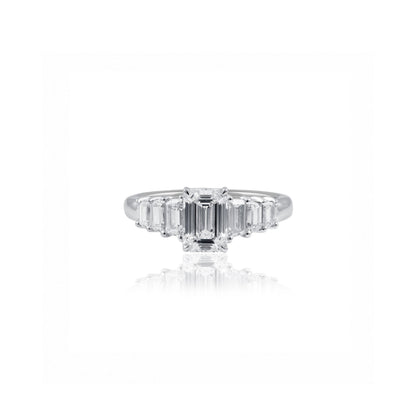 2.3cttw Emerald Cut Seven Stone Engagement Ring