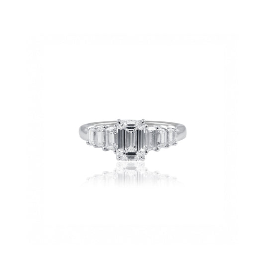 2.3cttw Emerald Cut Seven Stone Engagement Ring