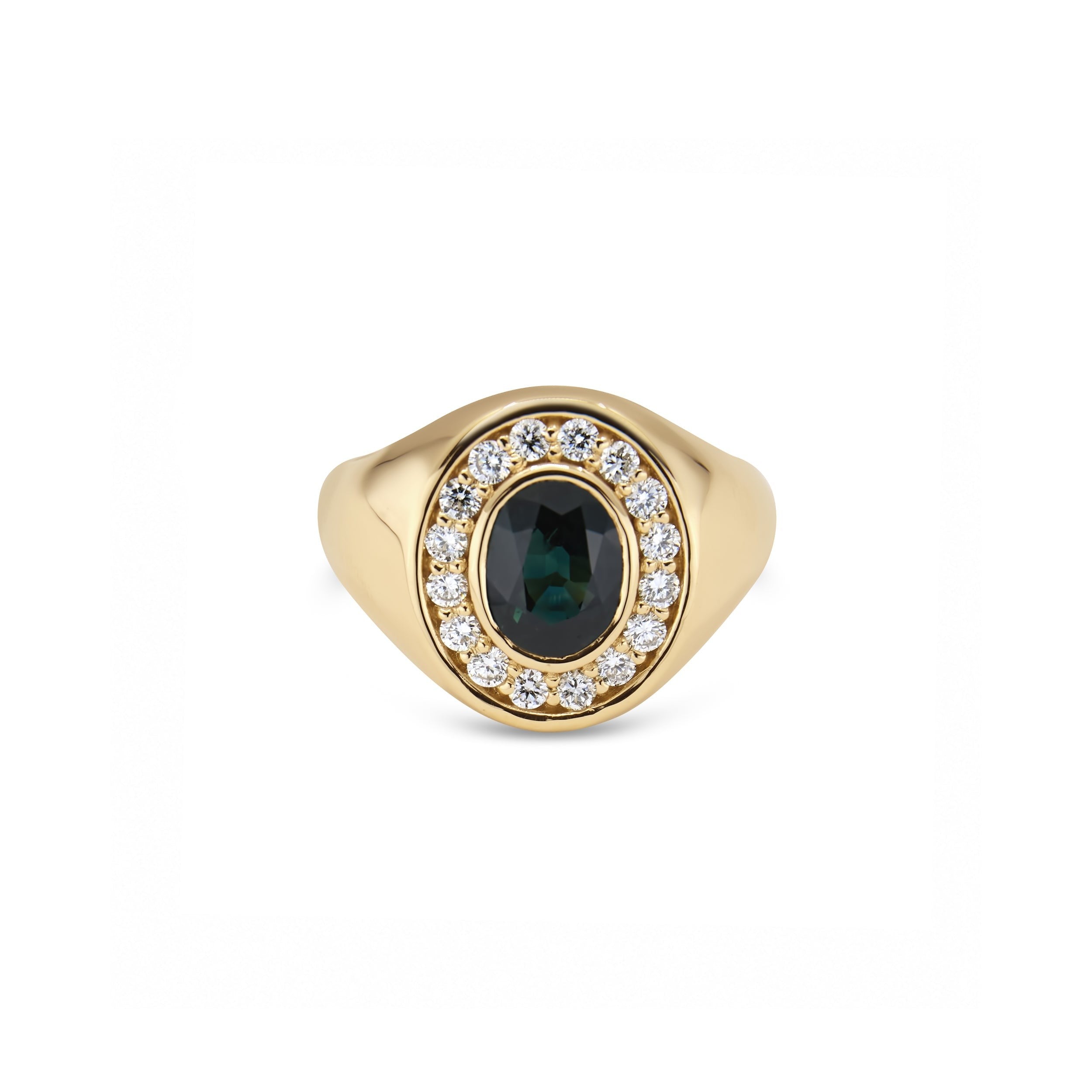 Men's Australian Teal Sapphire Signet Ring