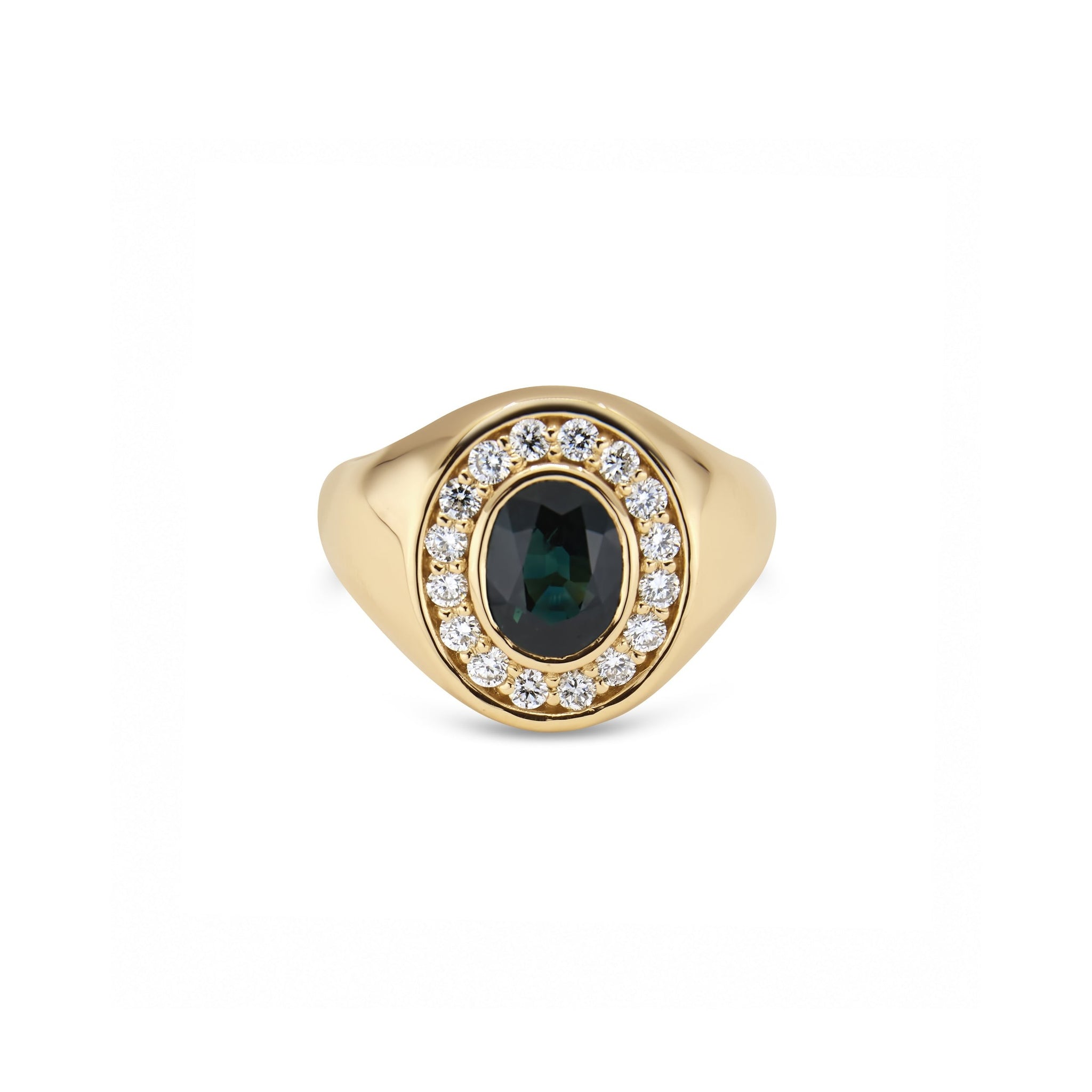 Men's Australian Teal Sapphire Signet Ring