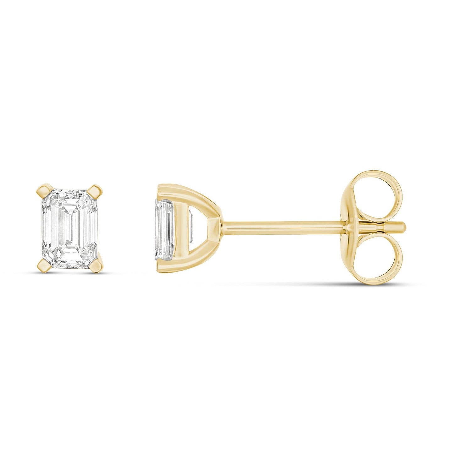 9CT Yellow Gold Emerald Claw Set Diamond Studs