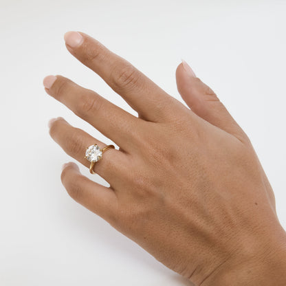 3ct Round Six Claw Solitaire Engagement Ring with Knife Edge Band