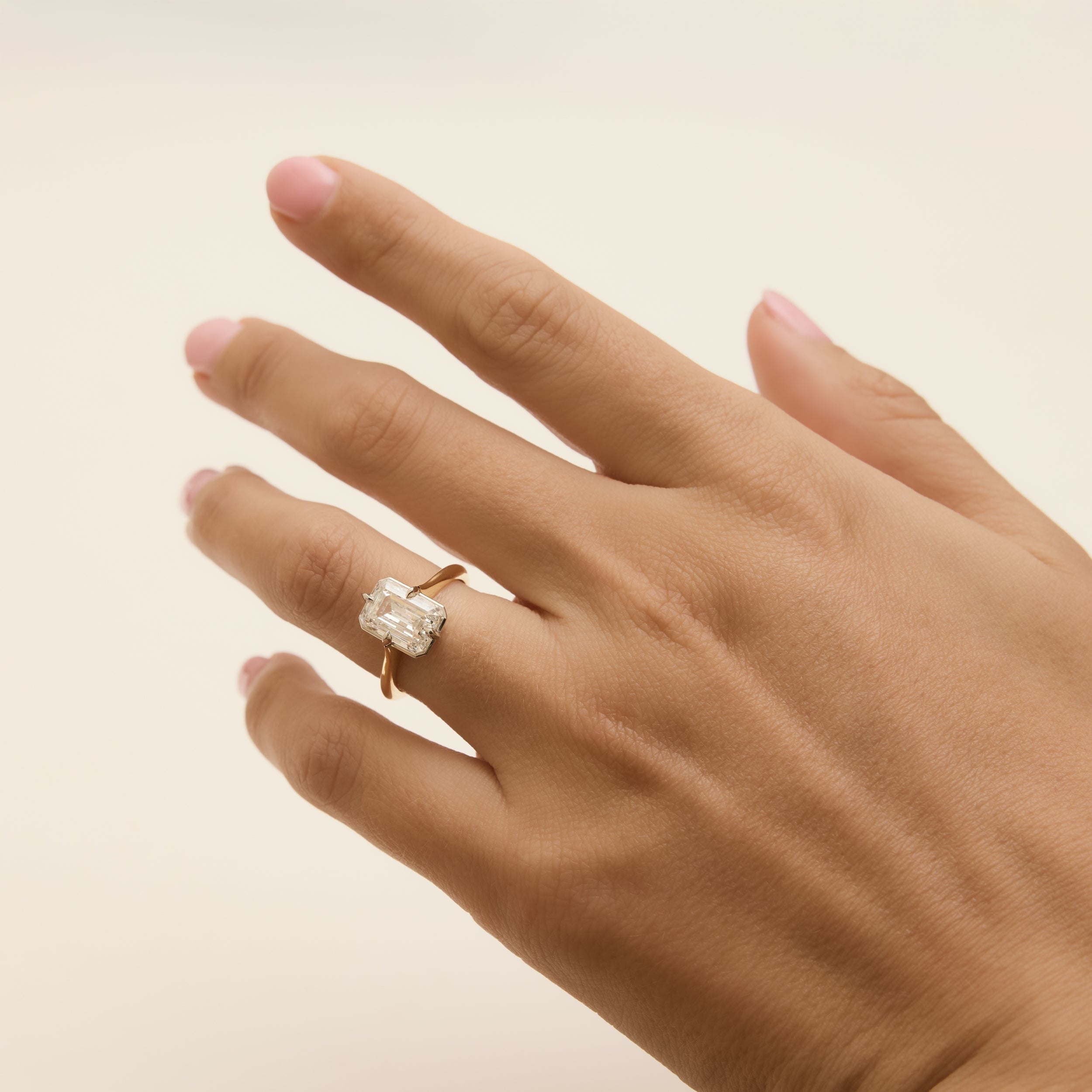 3ct Antique Inspired Compass Set Emerald Cut Diamond Engagement Ring