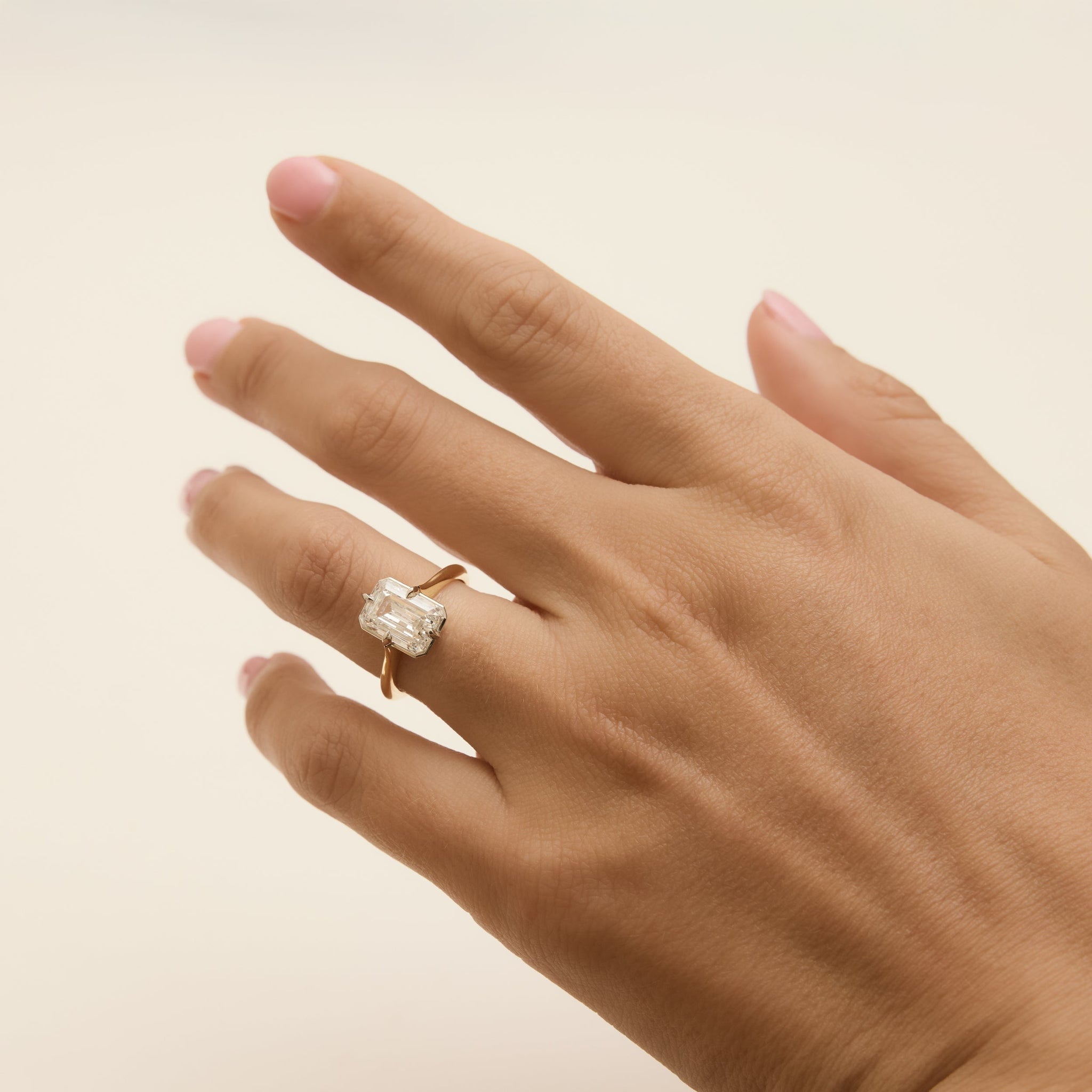 3ct Antique Inspired Compass Set Emerald Cut Diamond Engagement Ring