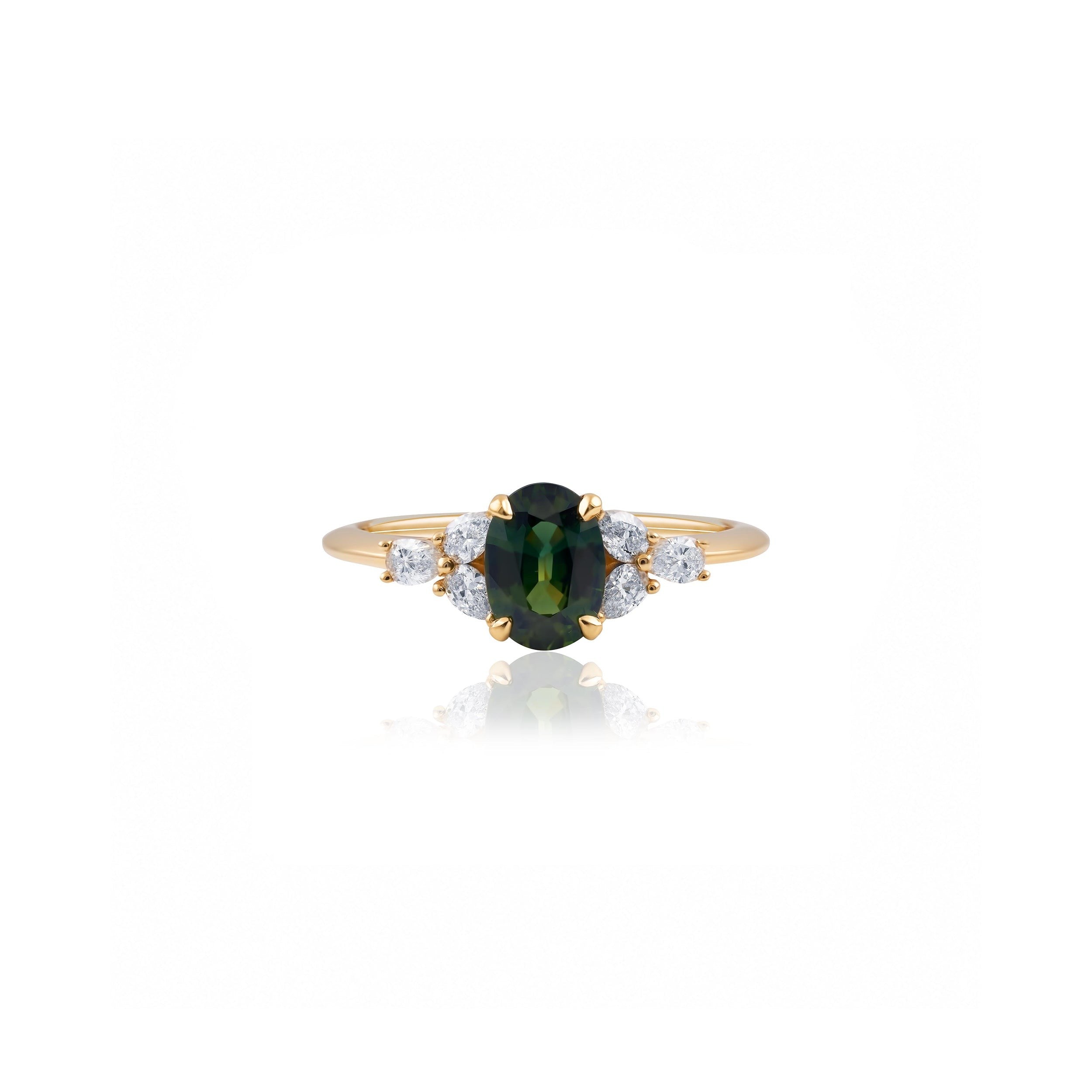 0.95ct Australian Green Sapphire Engagement Ring