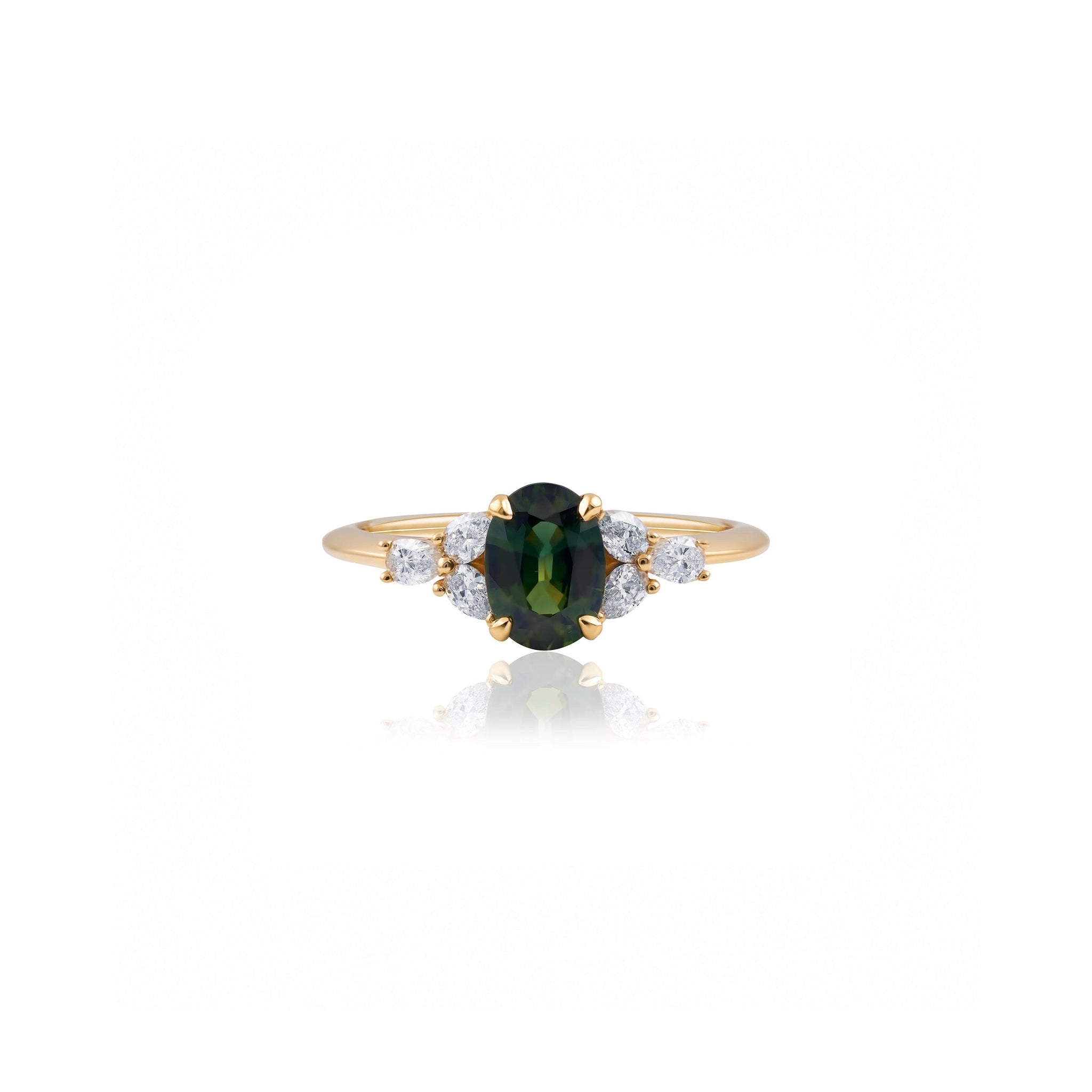 0.95ct Australian Green Sapphire Engagement Ring