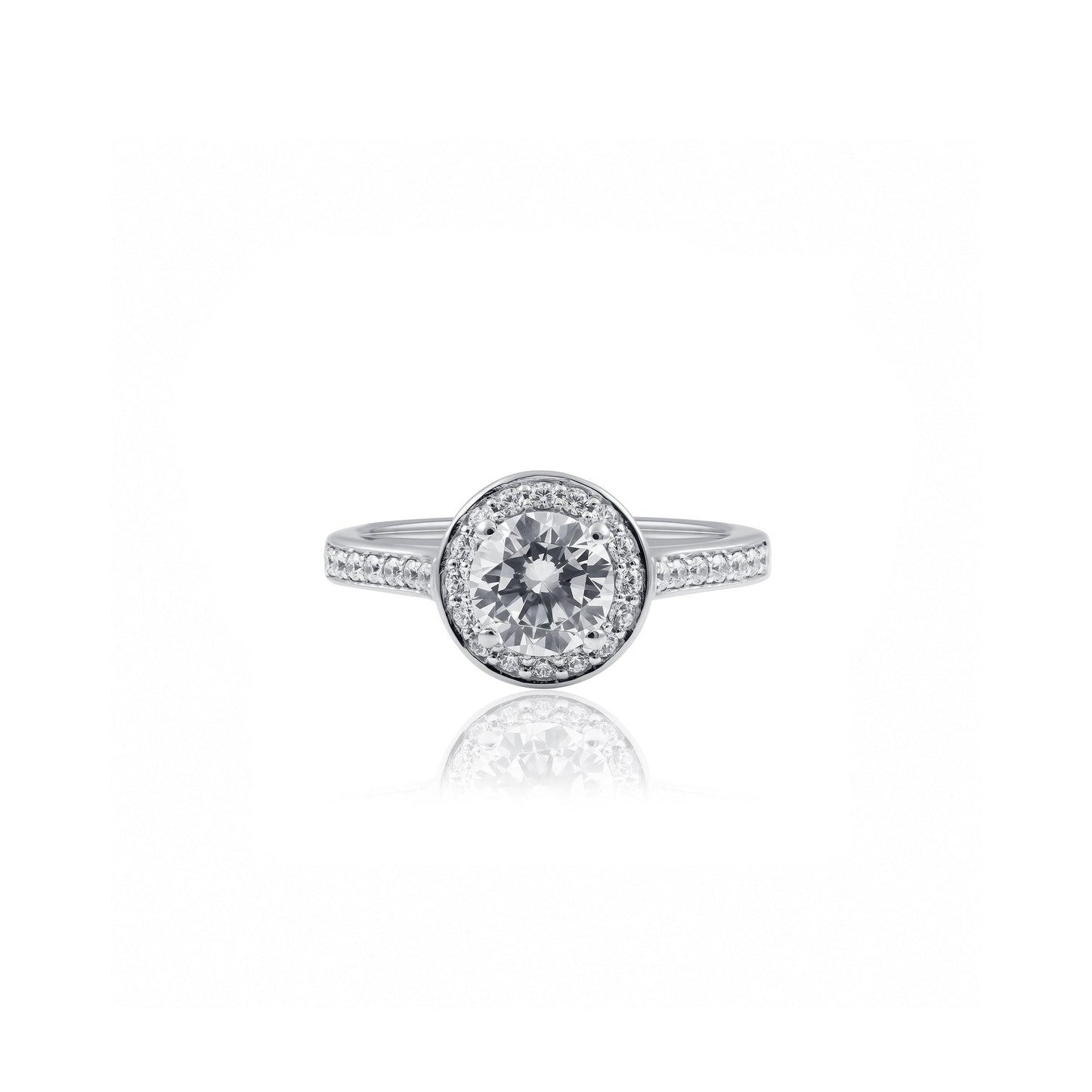1ct Round Halo Engagement Ring in Platinum