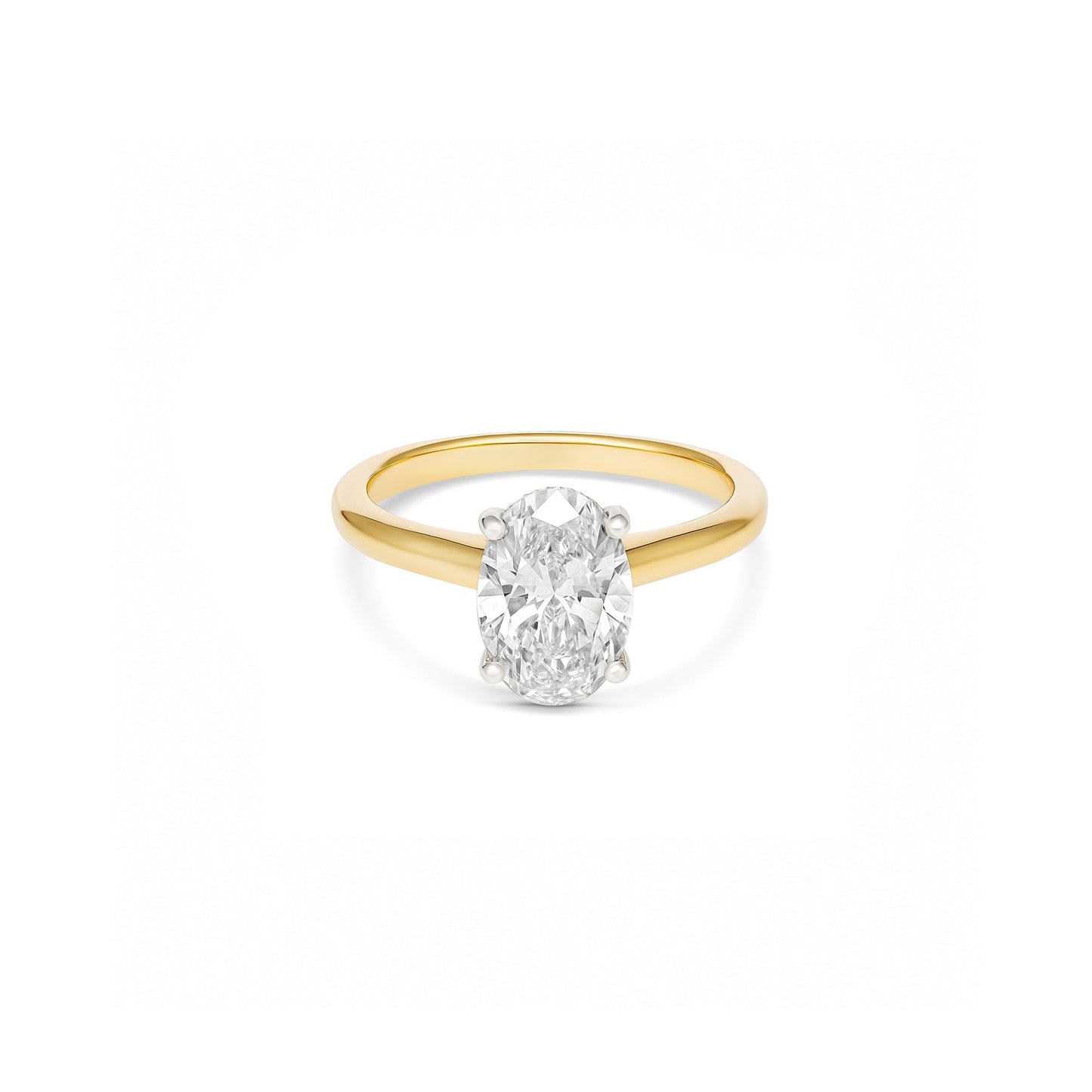 Two-Tone 2ct Oval Diamond Solitaire With A Hidden Halo