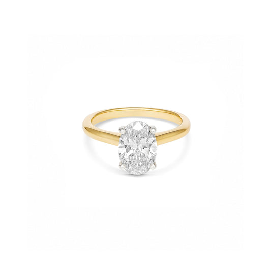 Two-Tone 2ct Oval Diamond Solitaire With A Hidden Halo