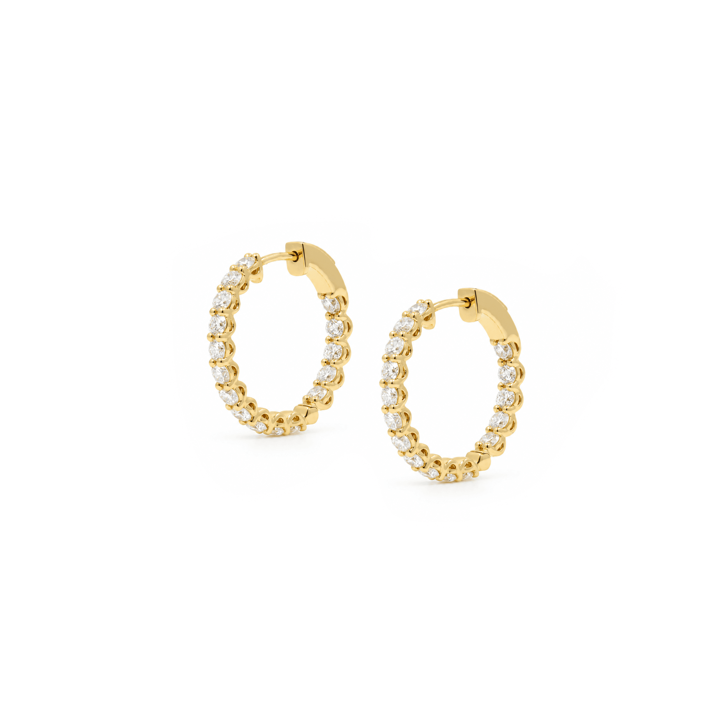 18ct Yellow Gold 2.40cttw Inside-Out Diamond Hoop Earrings