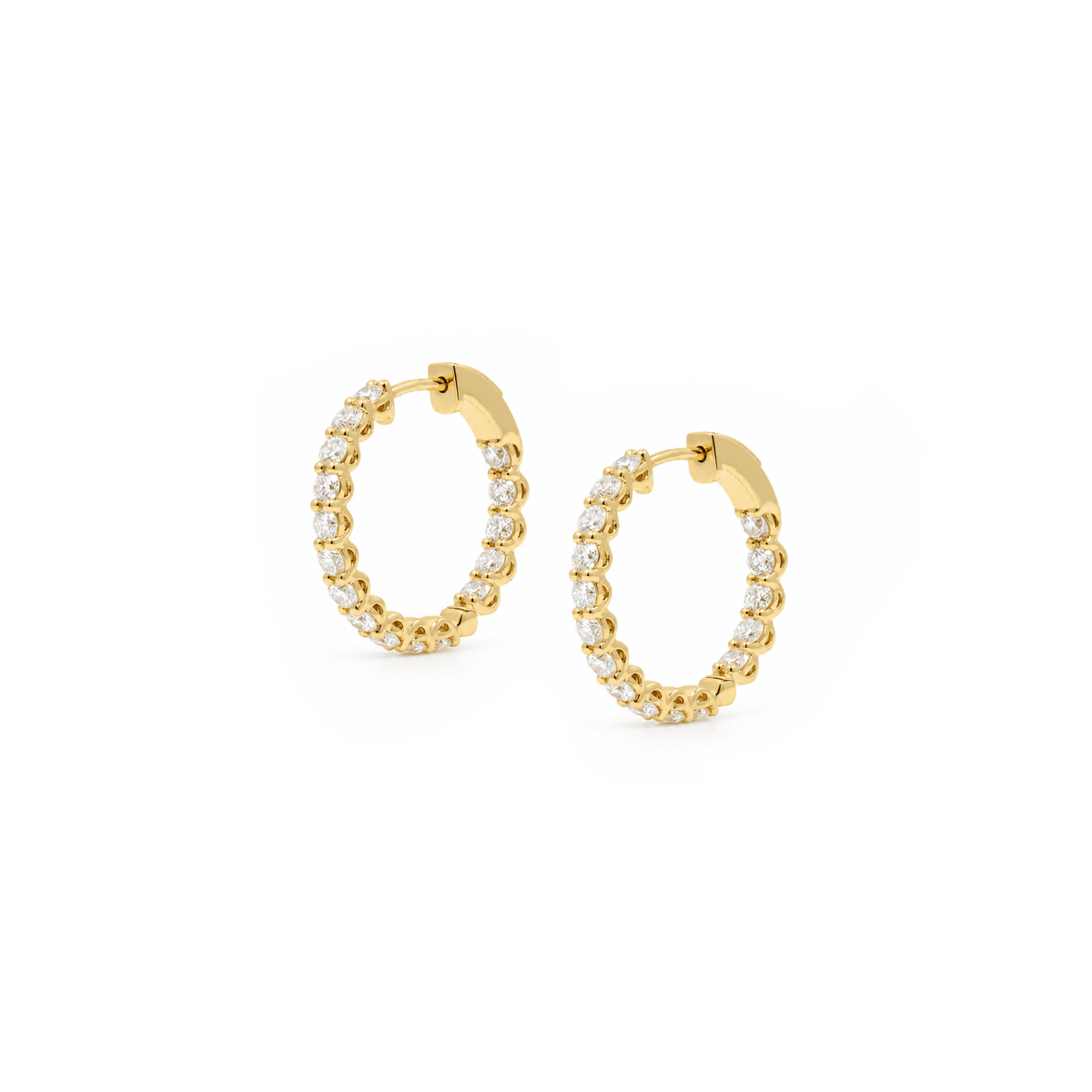 18ct Yellow Gold 2.40cttw Inside-Out Diamond Hoop Earrings
