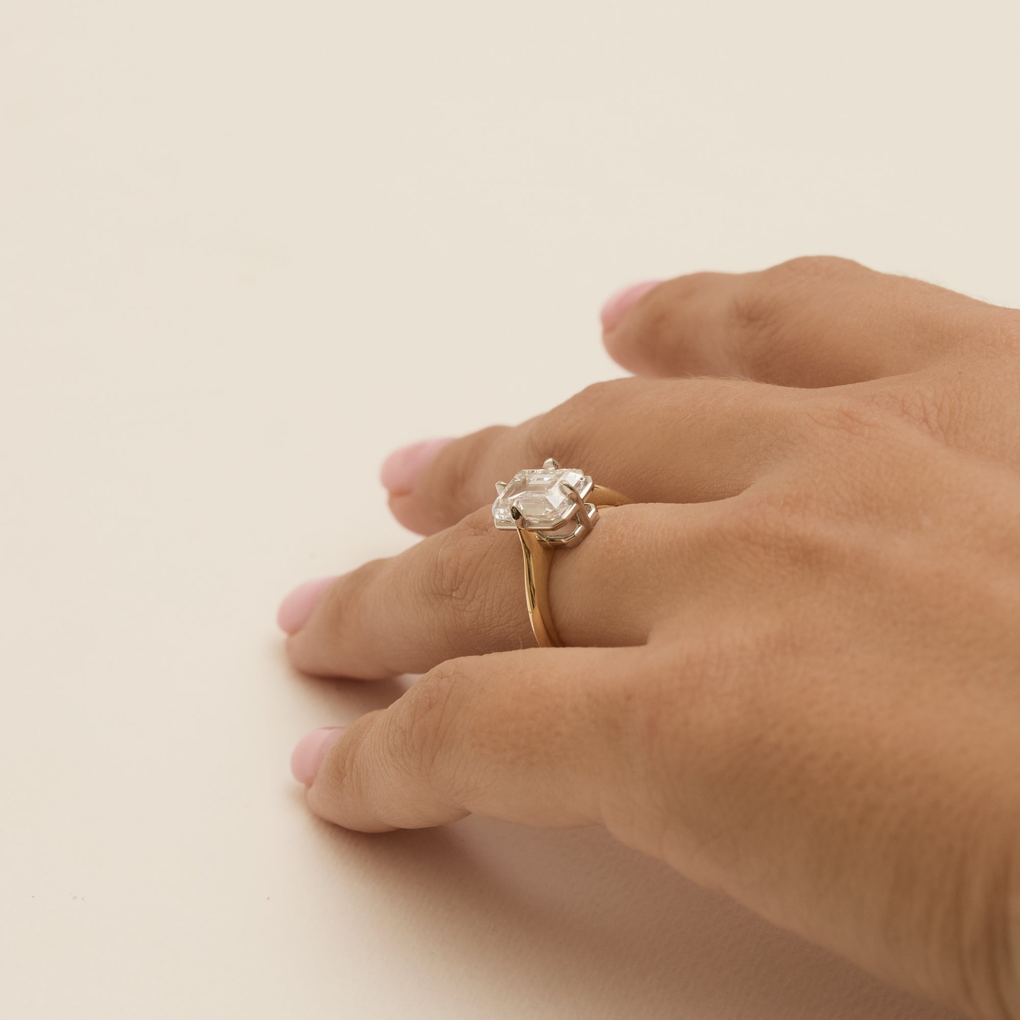 3ct Antique Inspired Compass Set Emerald Cut Diamond Engagement Ring