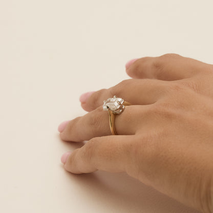 3ct Antique Inspired Compass Set Emerald Cut Diamond Engagement Ring