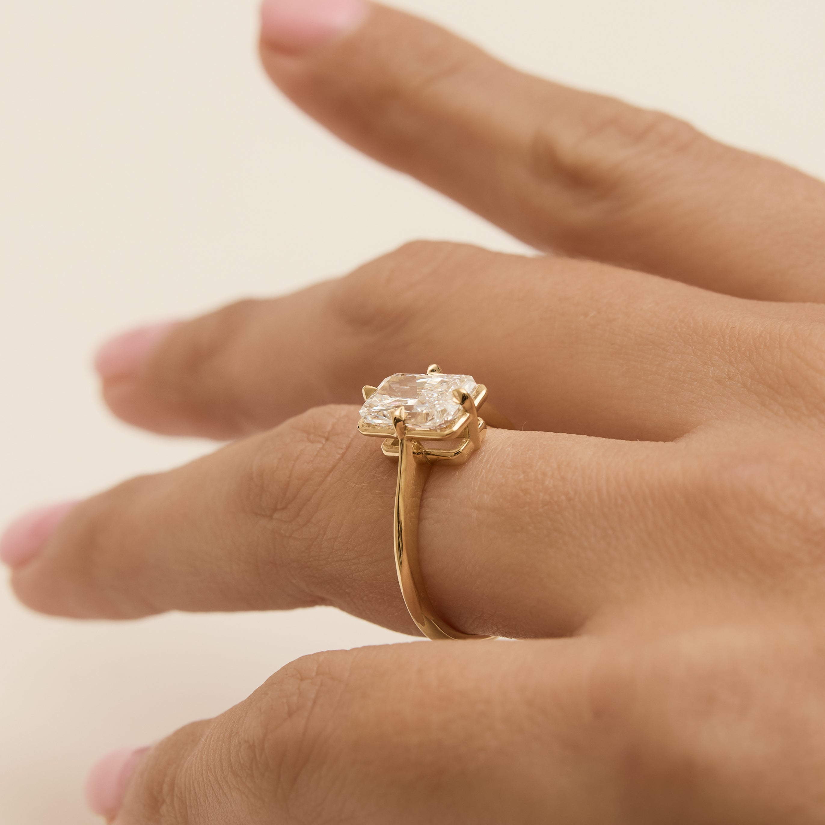 2ct Antique Inspired Compass Set Radiant Diamond Engagement Ring
