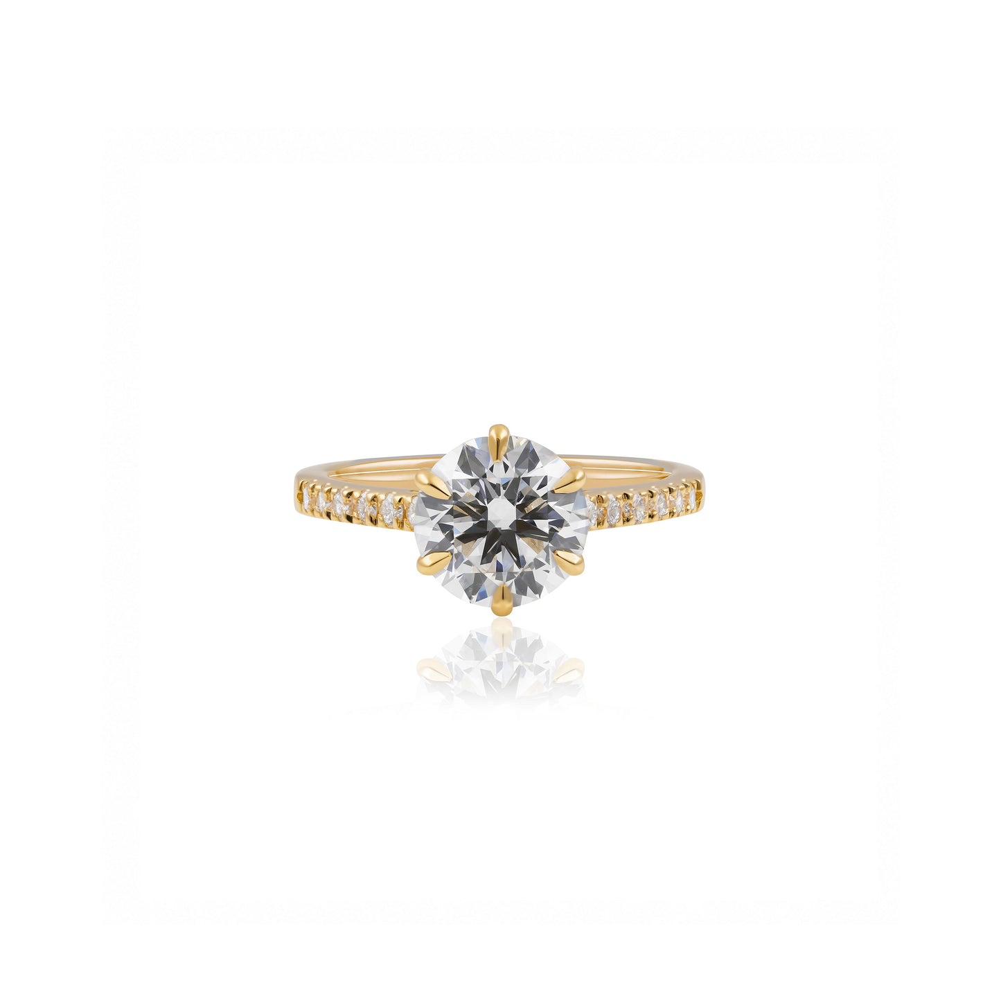 2ct Round Solitaire Engagement Ring with Pavé Band