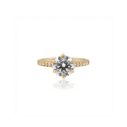 2ct Round Solitaire Engagement Ring with Pavé Band