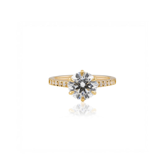 2ct Round Solitaire Engagement Ring with Pavé Band