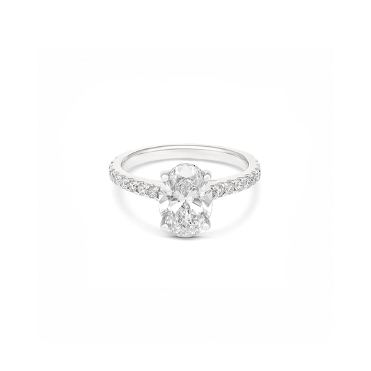 2ct Hidden Halo Oval Solitaire Diamond Ring in 18ct White Gold