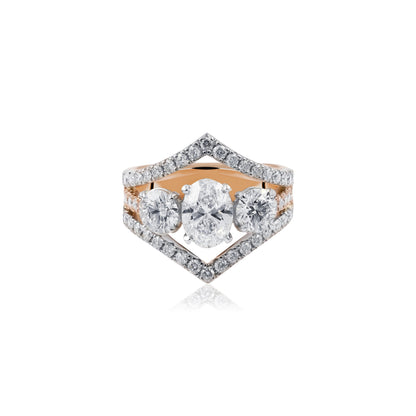 3.46ct Rose Gold & Platinum Diamond Trilogy Ring