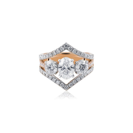 3.46ct Rose Gold & Platinum Diamond Trilogy Ring