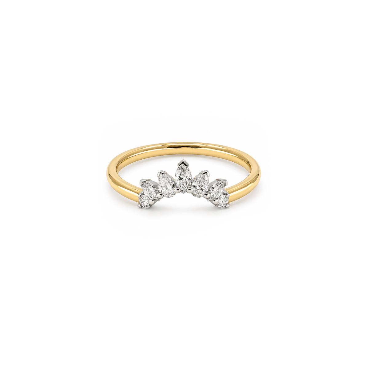 Marquise & Pear Diamond Crown Wedding Ring