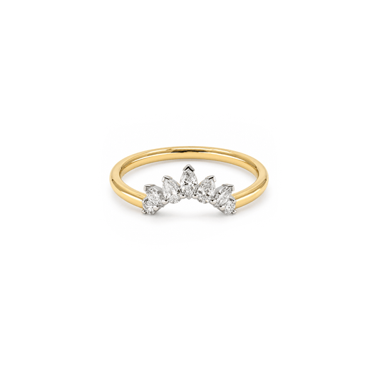 Marquise & Pear Diamond Crown Wedding Ring