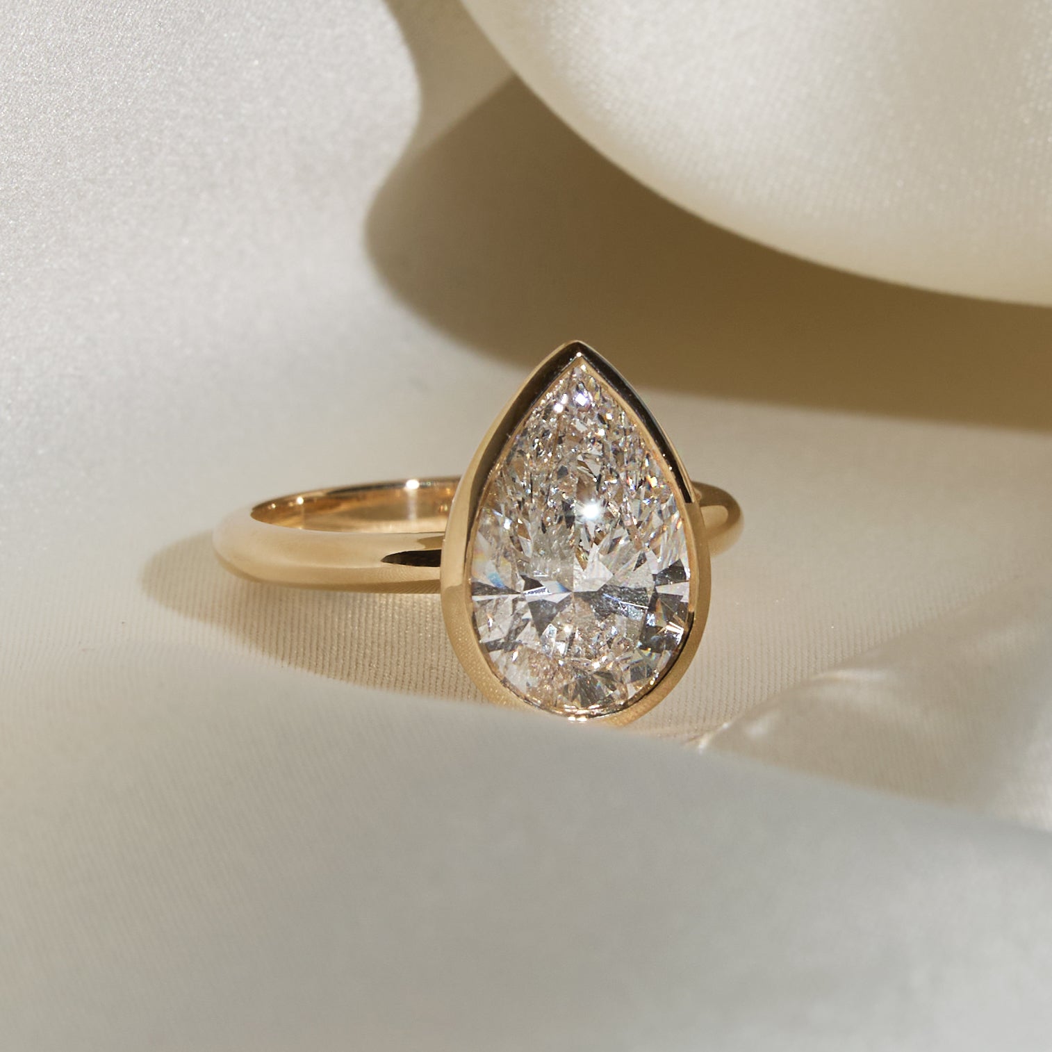3ct Pear Bezel Solitaire with Platinum Basket