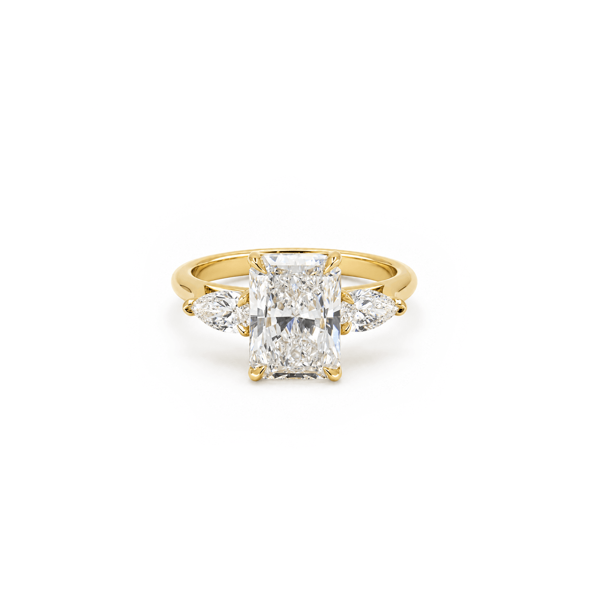 3.60cttw Radiant Cut & Pear Diamond Trilogy Engagement Ring