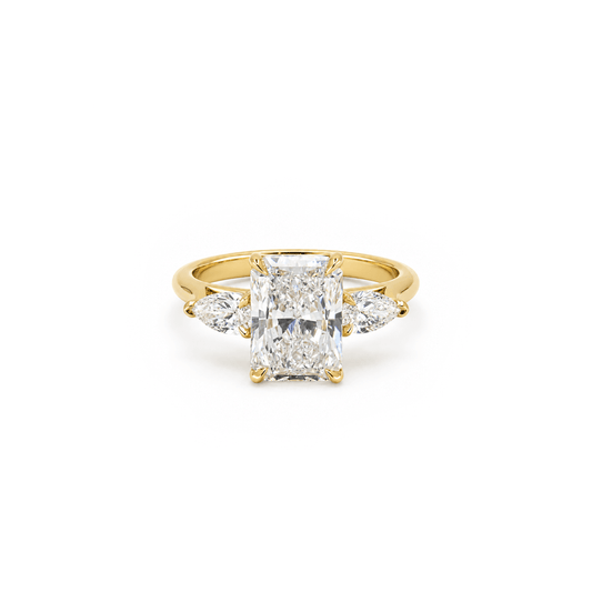 3.60cttw Radiant Cut & Pear Diamond Trilogy Engagement Ring