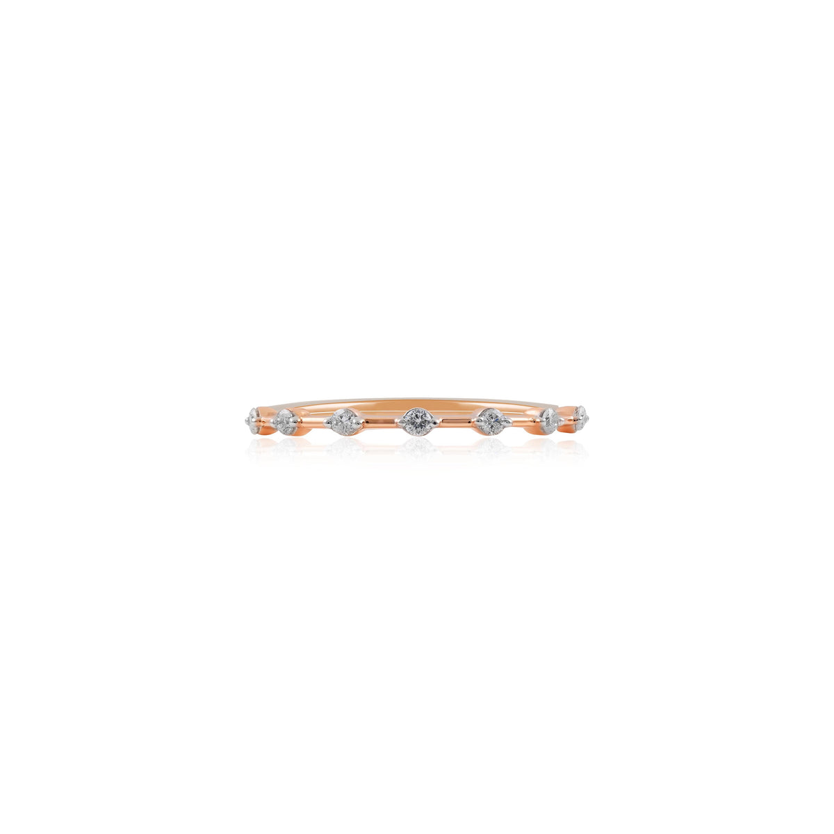 Dainty Rose Gold Two-Tone Diamond Dress Ring