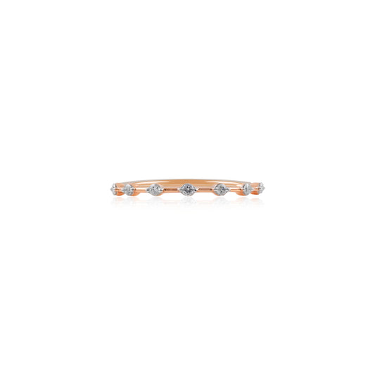 Dainty Rose Gold Two-Tone Diamond Dress Ring
