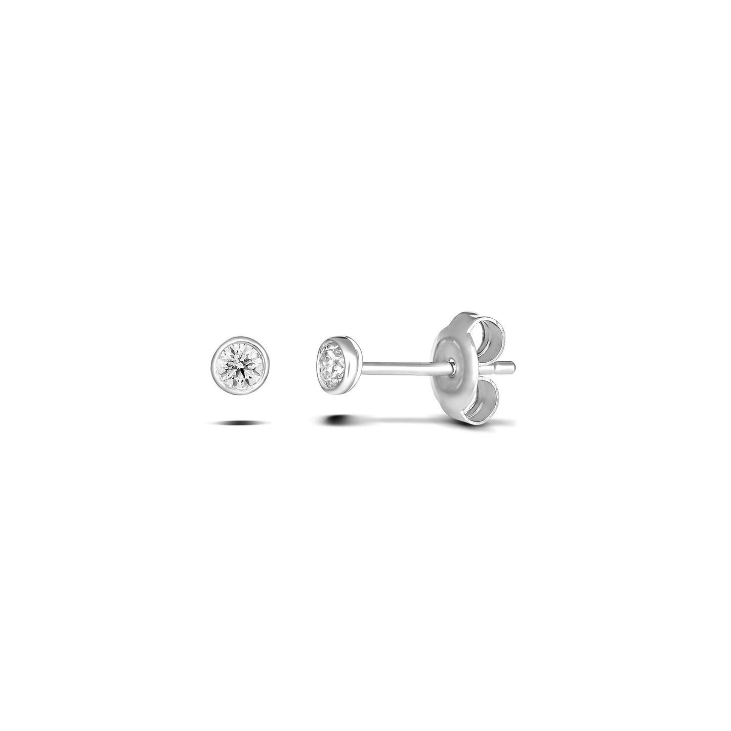 9ct White Gold Bezel Set Diamond Stud Earrings