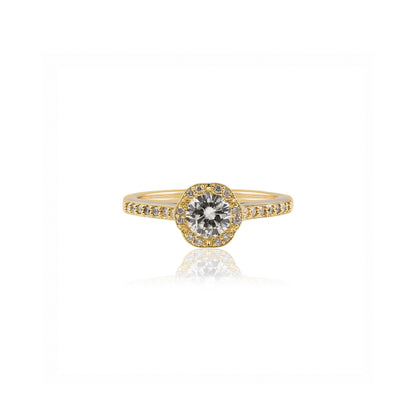 Art Deco Round Brilliant Halo Diamond Engagement Ring