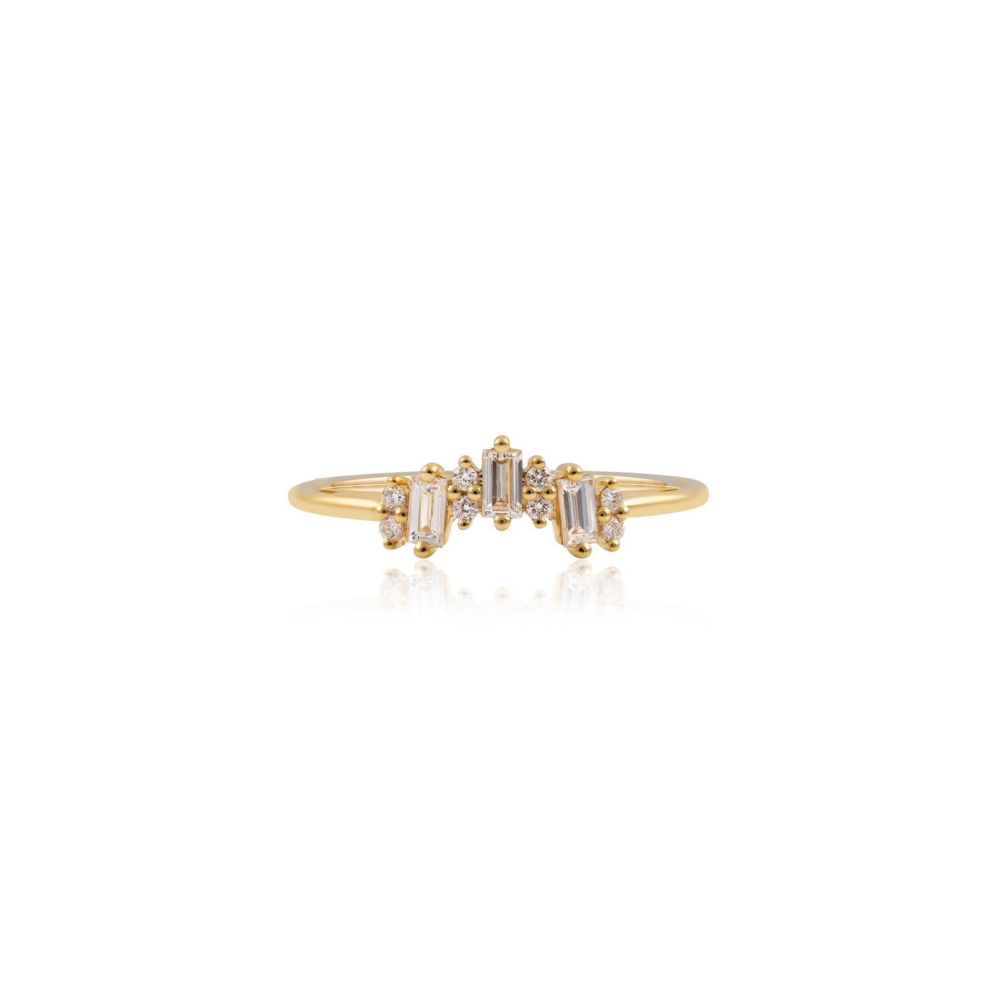 Baguette and Round Diamond Crown Ring